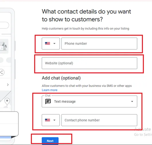 Step 5 Add Your Phone Number and Website